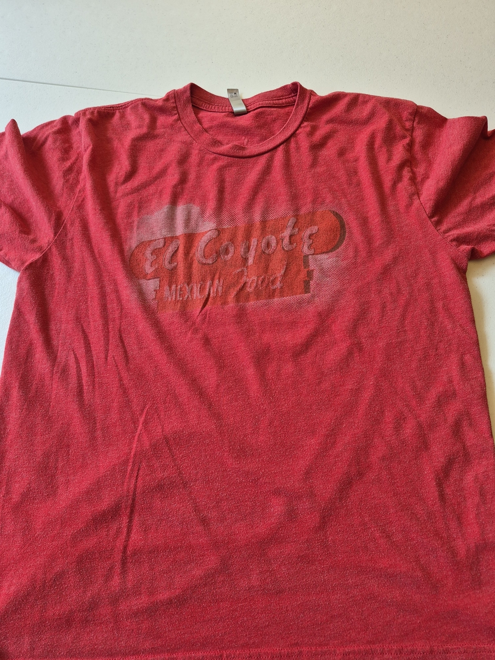 Next Level Apparel Red Graphic Crew Tee with 'El Coyote' Logo 4886